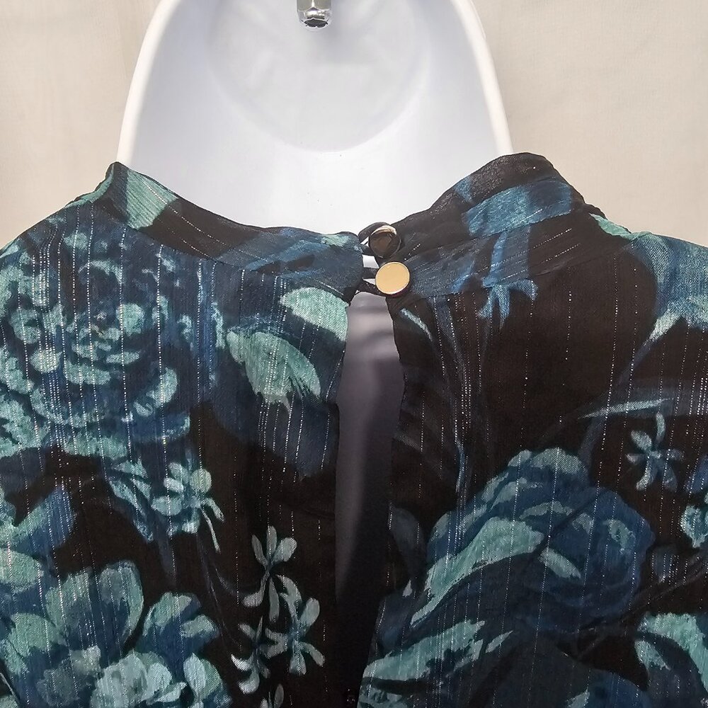 Donna Ricco Midi Dress Goth Whimsigoth Sheer Floral Metallic 4 NWT - Picture 8 of 15